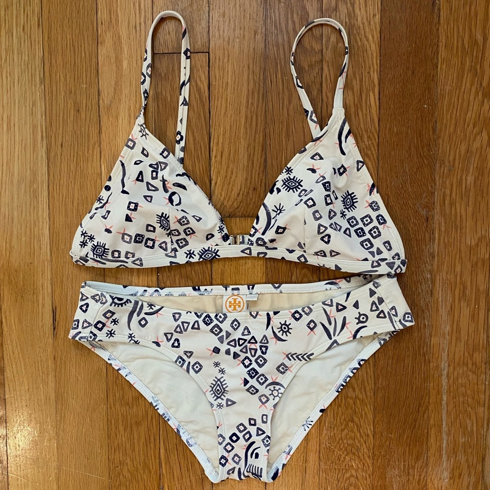 Tory Burch White Patterned Bikini
